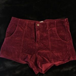 Dark red corduroy shorts